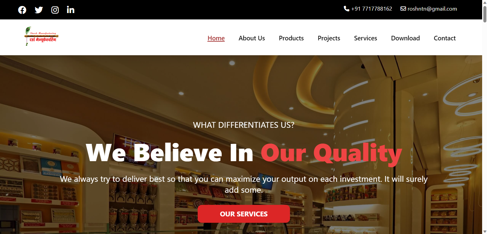 Darsh Manufactoring Website